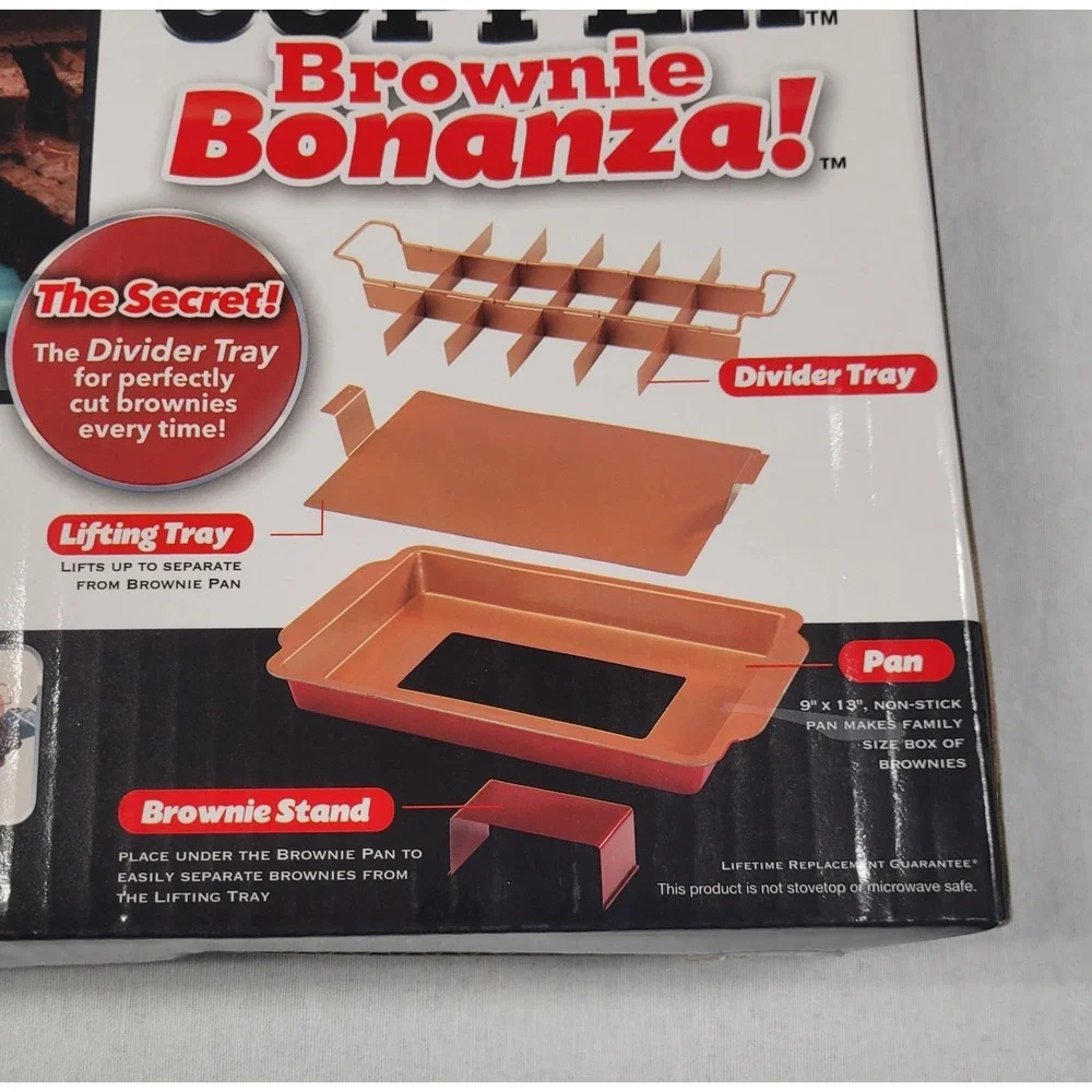 Bulbhead Red Copper Brownie Bonanza 4-piece Non-stick Baking Pan Set New OpenBox